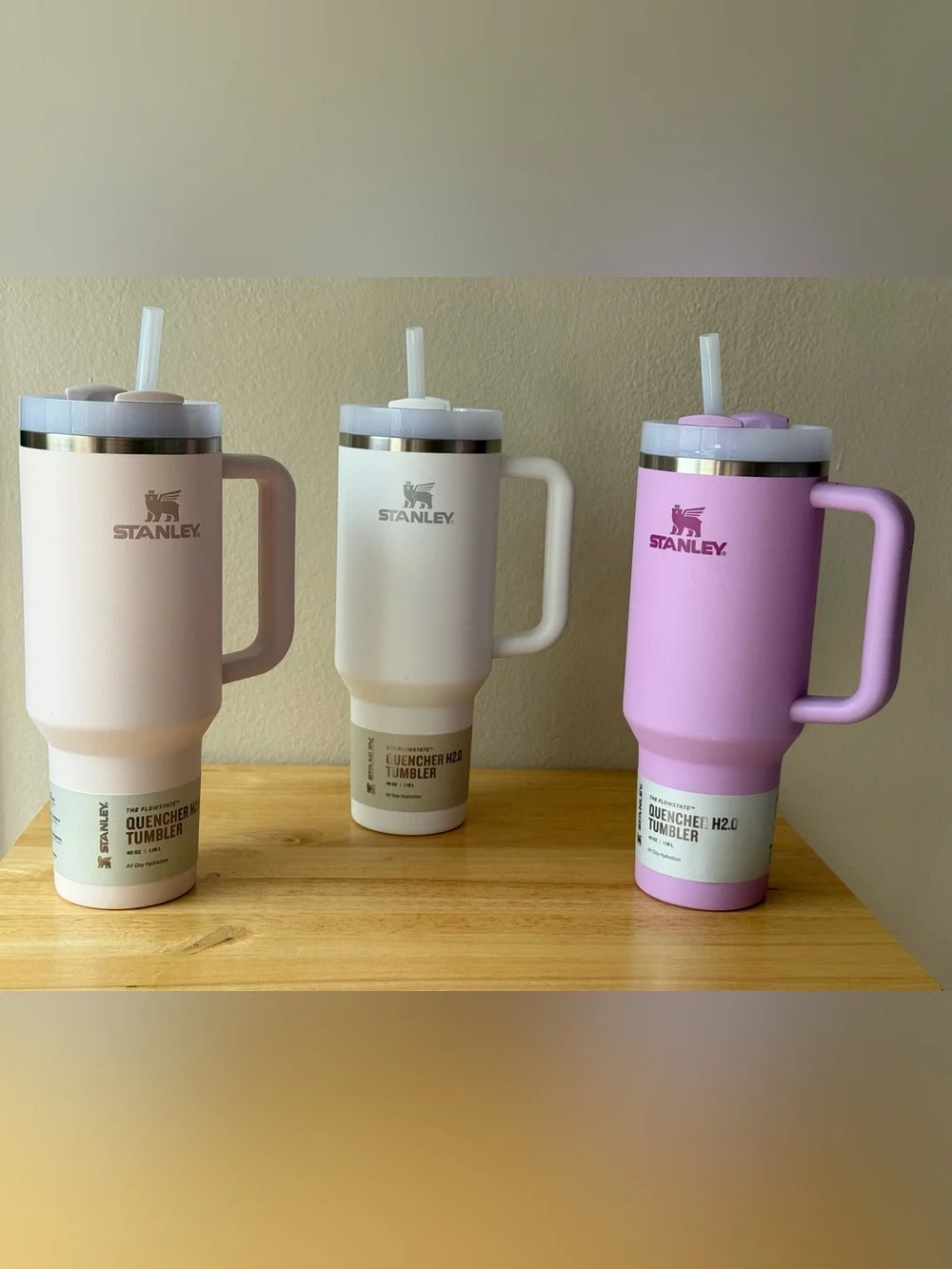 Stanley Quencher H2.0 40oz Tumbler Lot of 3 Rose Quartz Frost Soft Orchid